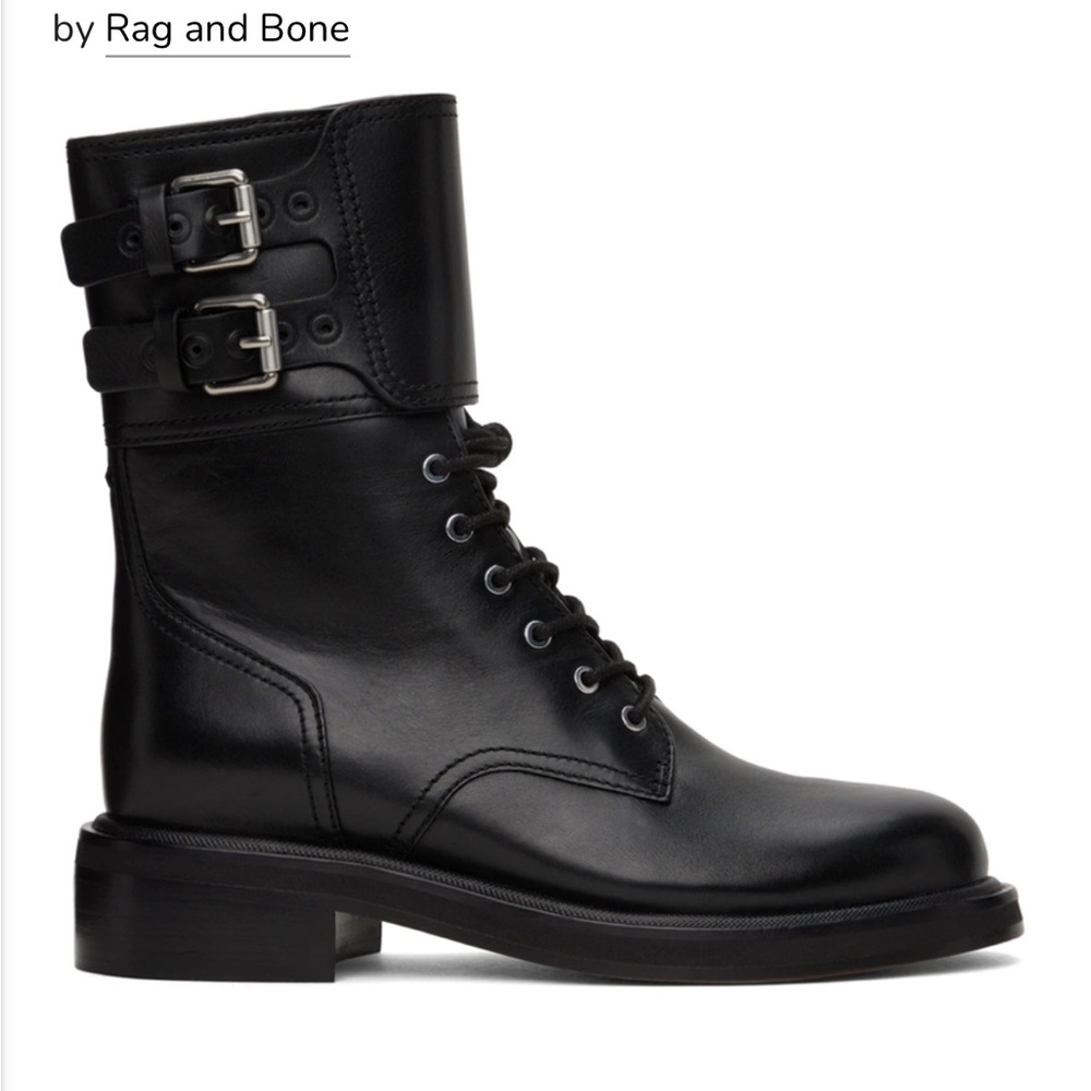 rag & bone Double Buckle Black Combat Boots they are New !